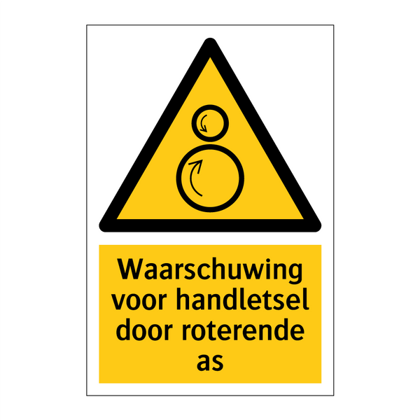 Waarschuwing voor handletsel door roterende as & Waarschuwing voor handletsel door roterende as