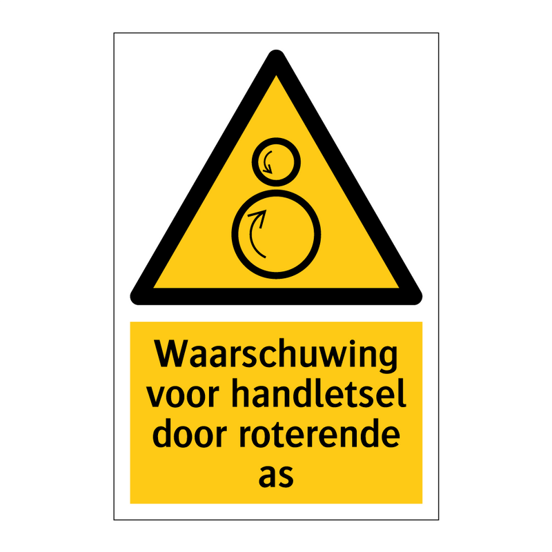 Waarschuwing voor handletsel door roterende as & Waarschuwing voor handletsel door roterende as