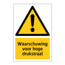 Waarschuwing voor hoge drukstraal & Waarschuwing voor hoge drukstraal