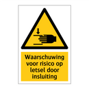 Waarschuwing voor risico op letsel door insluiting