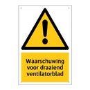 Waarschuwing voor draaiend ventilatorblad & Waarschuwing voor draaiend ventilatorblad