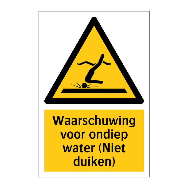 Waarschuwing voor ondiep water (Niet duiken) & Waarschuwing voor ondiep water (Niet duiken)