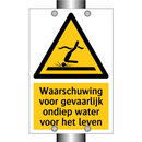 Waarschuwing voor gevaarlijk ondiep water voor het leven