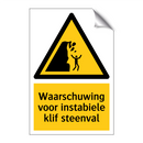 Waarschuwing voor instabiele klif steenval & Waarschuwing voor instabiele klif steenval