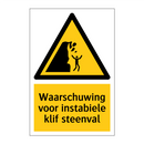 Waarschuwing voor instabiele klif steenval & Waarschuwing voor instabiele klif steenval