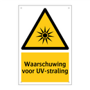 Waarschuwing voor UV-straling & Waarschuwing voor UV-straling & Waarschuwing voor UV-straling