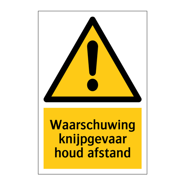 Waarschuwing knijpgevaar houd afstand & Waarschuwing knijpgevaar houd afstand