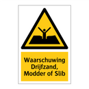 Waarschuwing Drijfzand, Modder of Slib & Waarschuwing Drijfzand, Modder of Slib