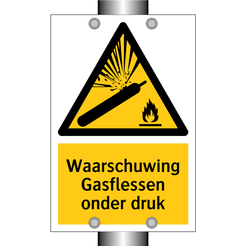 Waarschuwing Gasflessen onder druk & Waarschuwing Gasflessen onder druk
