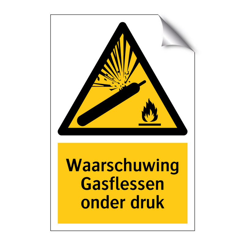 Waarschuwing Gasflessen onder druk & Waarschuwing Gasflessen onder druk