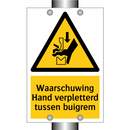 Waarschuwing Hand verpletterd tussen buigrem & Waarschuwing Hand verpletterd tussen buigrem