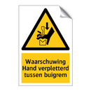 Waarschuwing Hand verpletterd tussen buigrem & Waarschuwing Hand verpletterd tussen buigrem
