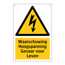 Waarschuwing Hoogspanning Gevaar voor Leven & Waarschuwing Hoogspanning Gevaar voor Leven