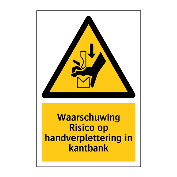 Waarschuwing Risico op handverplettering in kantbank