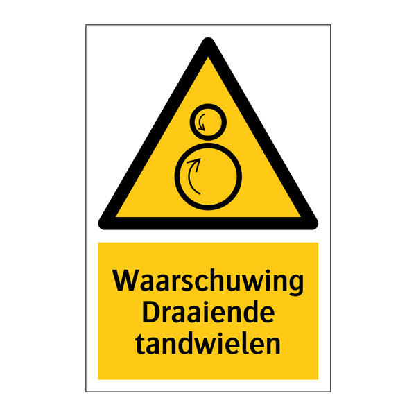 Waarschuwing Draaiende tandwielen & Waarschuwing Draaiende tandwielen