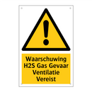 Waarschuwing H2S Gas Gevaar Ventilatie Vereist & Waarschuwing H2S Gas Gevaar Ventilatie Vereist