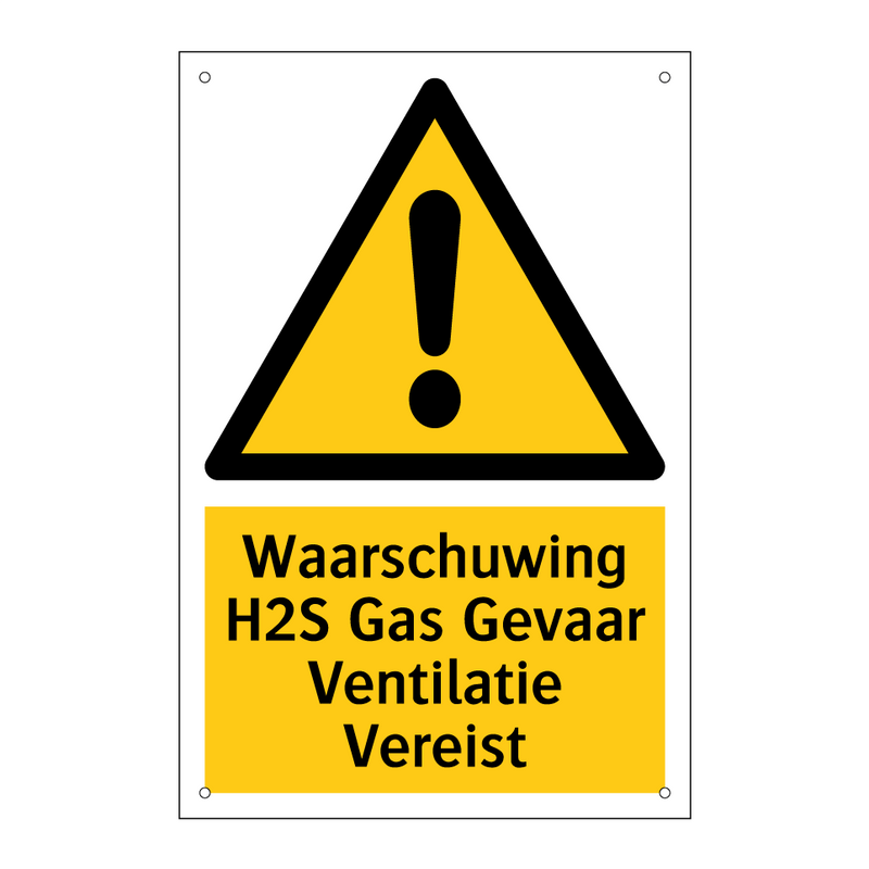 Waarschuwing H2S Gas Gevaar Ventilatie Vereist & Waarschuwing H2S Gas Gevaar Ventilatie Vereist