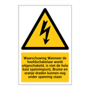 Waarschuwing Wanneer de hoofdschakelaar wordt uitgeschakeld, is niet de hele kast spanningsvrij. Bruine en oranje draden kunnen nog onder spanning staan