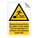 Waarschuwing Risico op vallen in het water bij het betreden of verlaten van drijvend oppervlak