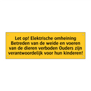 Let op! Elektrische omheining Betreden van de weide en /.../