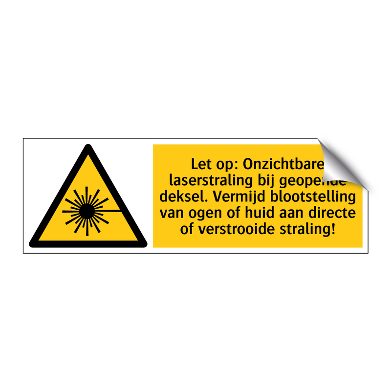 Let op: Onzichtbare laserstraling bij geopende deksel. Vermijd blootstelling van ogen of huid aan directe of verstrooide straling!