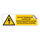 Let op! Toegang tot de elektrische bedieningsruimte zonder toestemming verboden