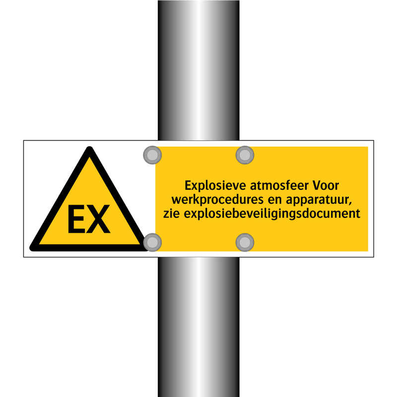 Explosieve atmosfeer Voor werkprocedures en apparatuur, zie explosiebeveiligingsdocument