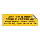 Let op! Risico op explosie. Fittingen en afdichtingen /.../