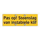 Pas op! Steenslag van instabiele klif & Pas op! Steenslag van instabiele klif