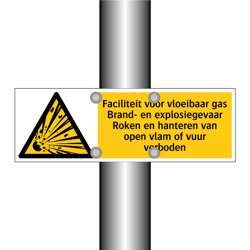 Faciliteit voor vloeibaar gas Brand- en explosiegevaar Roken en hanteren van open vlam of vuur verboden