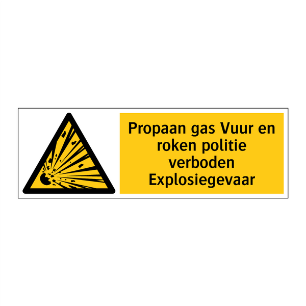 Propaan gas Vuur en roken politie verboden Explosiegevaar