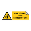 Waarschuwing voor handbeknelling