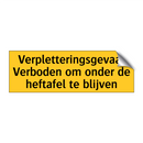 Verpletteringsgevaar Verboden om onder de heftafel te /.../