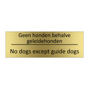 Geen honden behalve geleidehonden - No dogs except guide dogs