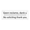 Geen reclame, dank u - No soliciting thank you & Geen reclame, dank u - No soliciting thank you