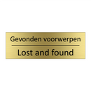 Gevonden voorwerpen - Lost and found & Gevonden voorwerpen - Lost and found