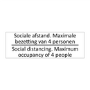 Sociale afstand. Maximale bezetting van 4 personen /…/
