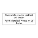 Voedselallergieën? Laat het ons weten /…/ & Voedselallergieën? Laat het ons weten /…/