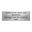 Vuilnisruimte alleen voor bewoners - Garbage room for residents only